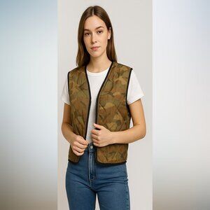 NWT Vintage Double Sided Vest With Zipper Green Camo and Bright Orange OS
